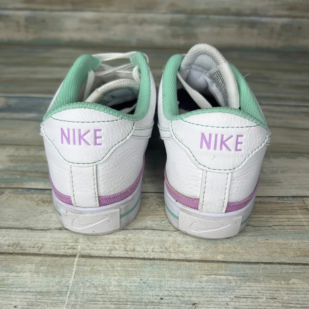 Nike White Sneakers with Mint Green and Lavender Trim